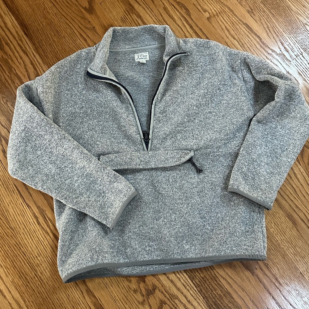 J. Crew Fleece Polartec Heather Gray 1/2 Zip-Up Sweater